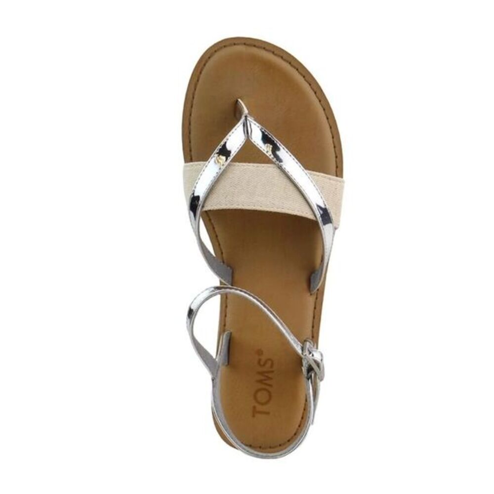 TOMS Women's Lexie Silver Gladiator Sandals Size 10 Summer Casual